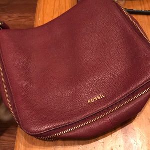 Maroon Fossil Crossbody
